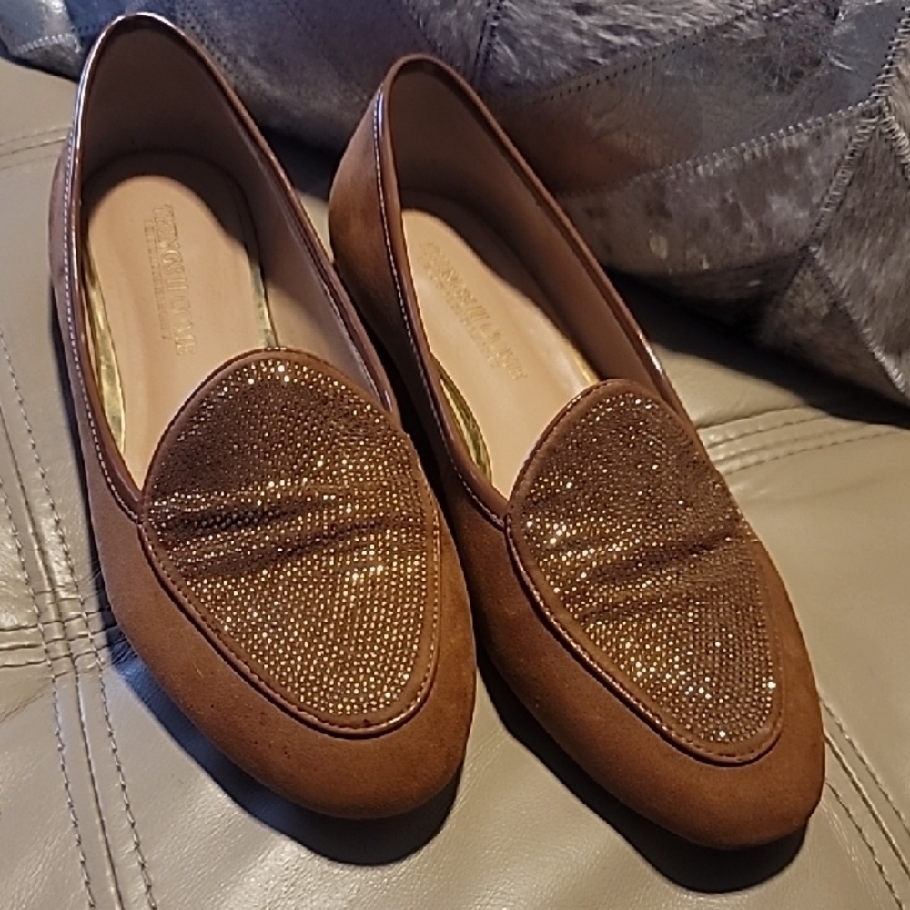 Things II Come Brown and Gold Suede Loafers